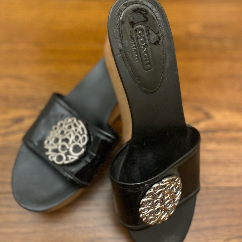 Coach Patent leather slide sandals